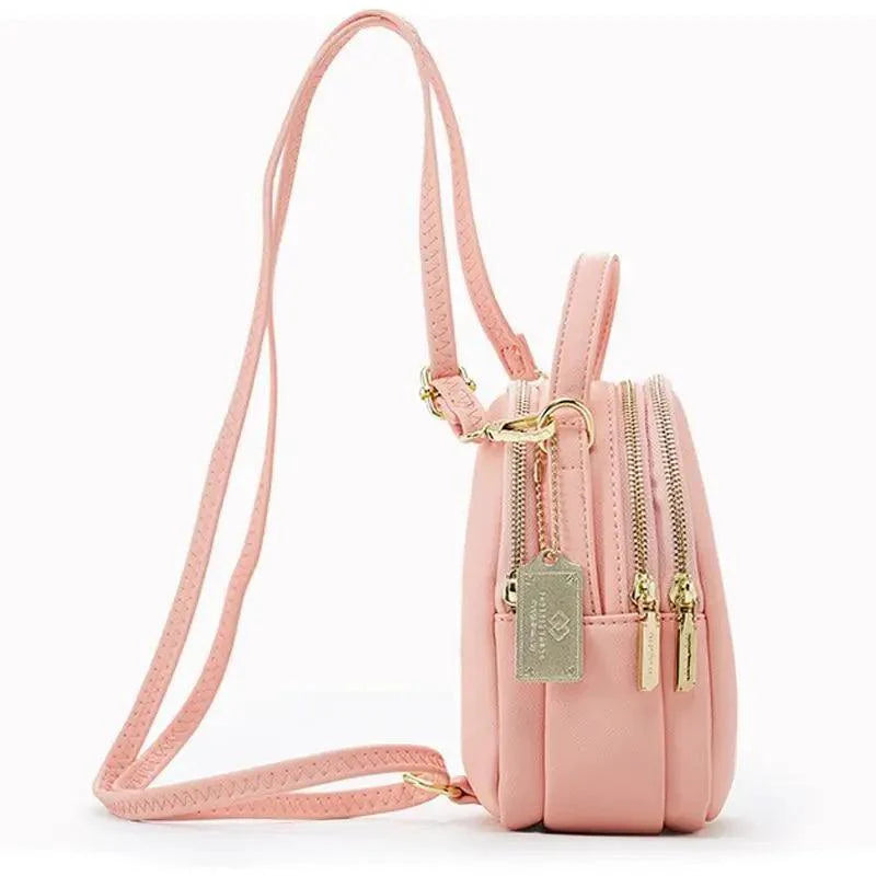 3-Layer Fashionable Women's Small Backpack Shoulder Crossbody Bag