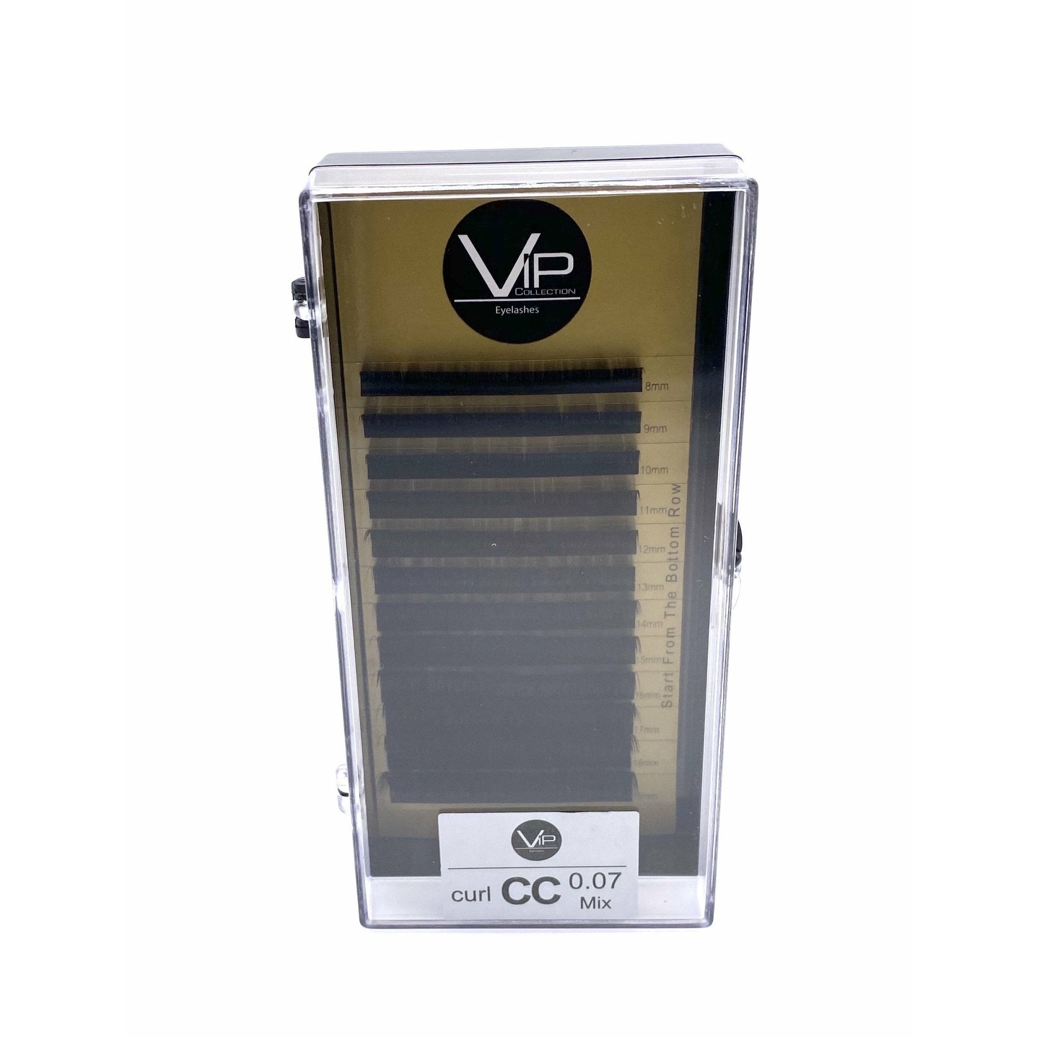 VIP Faux Mink Lash Extension tray featuring 12 lines of CC Curl 0.07mm lashes