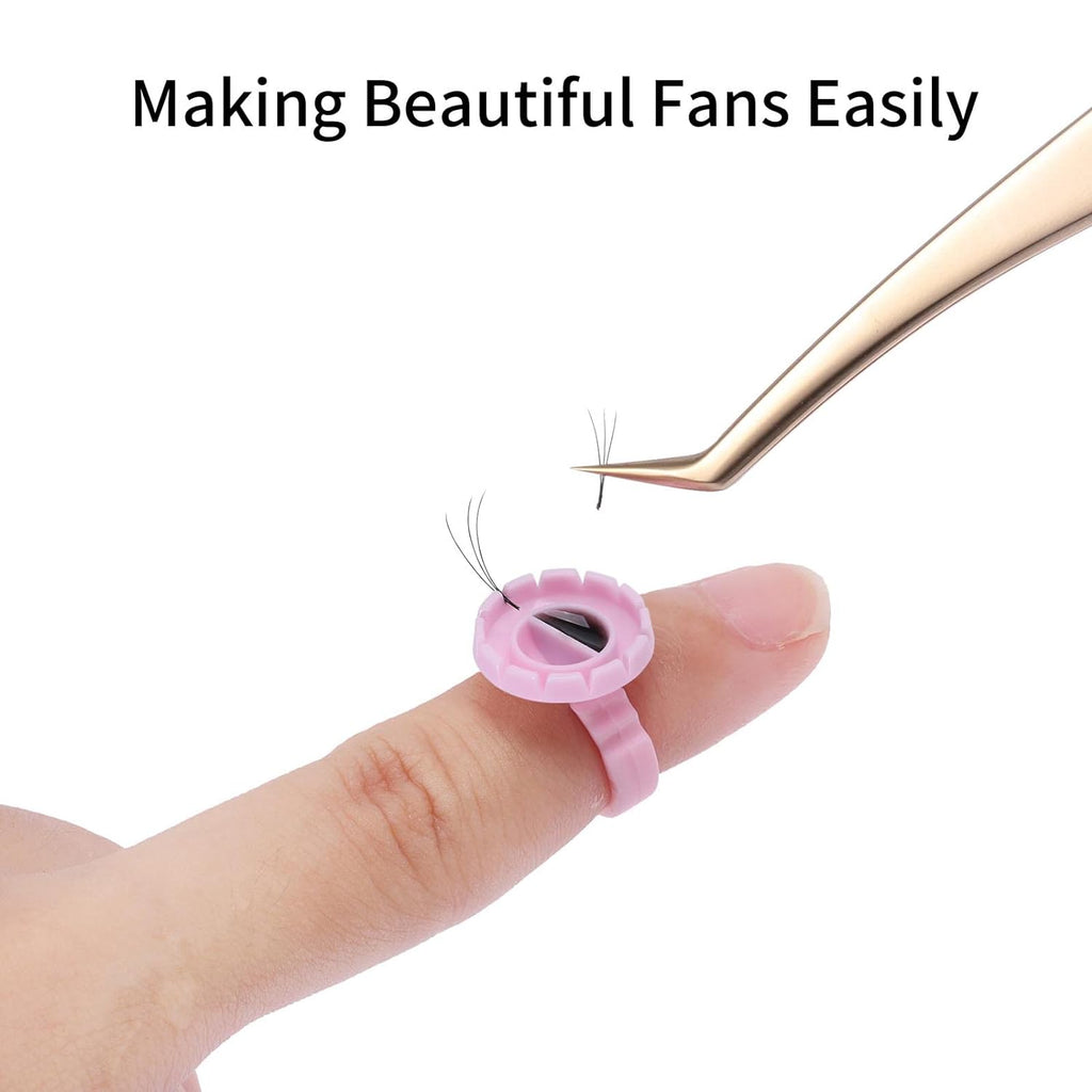 2-in-1 Eyelash Extension Glue Ring & Easy Fan Cup, 100 Pack