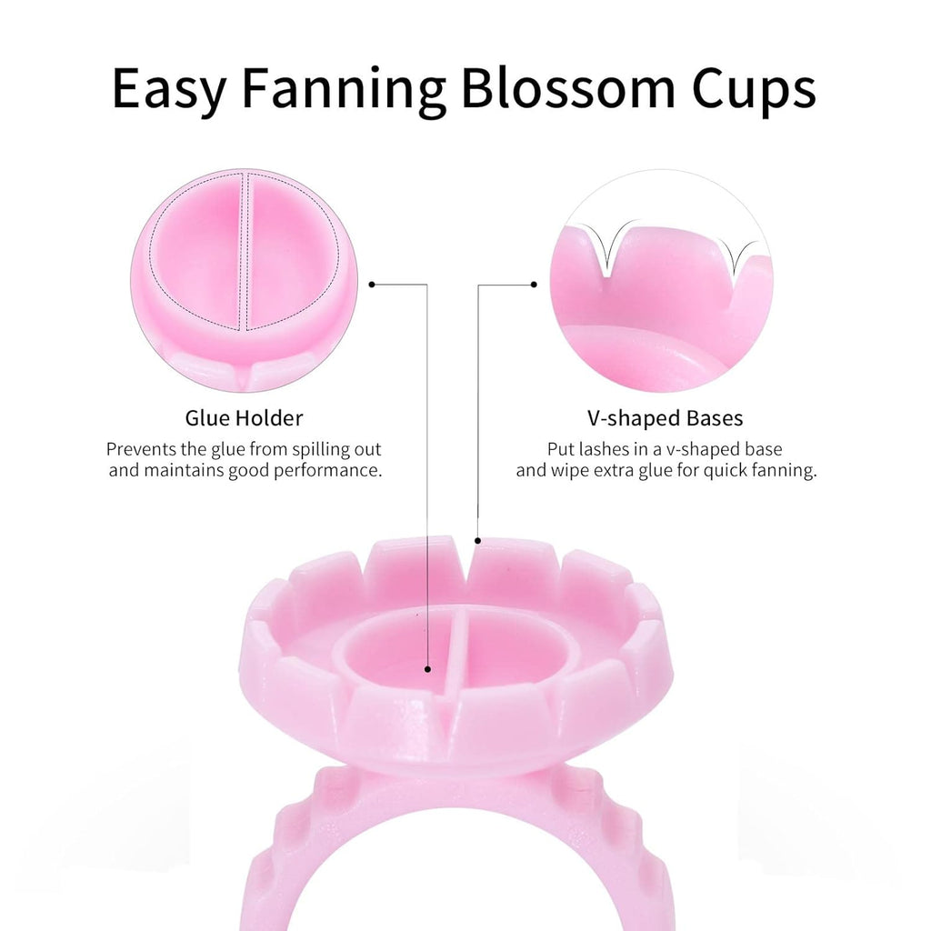 2-in-1 Eyelash Extension Glue Ring & Easy Fan Cup, 100 Pack