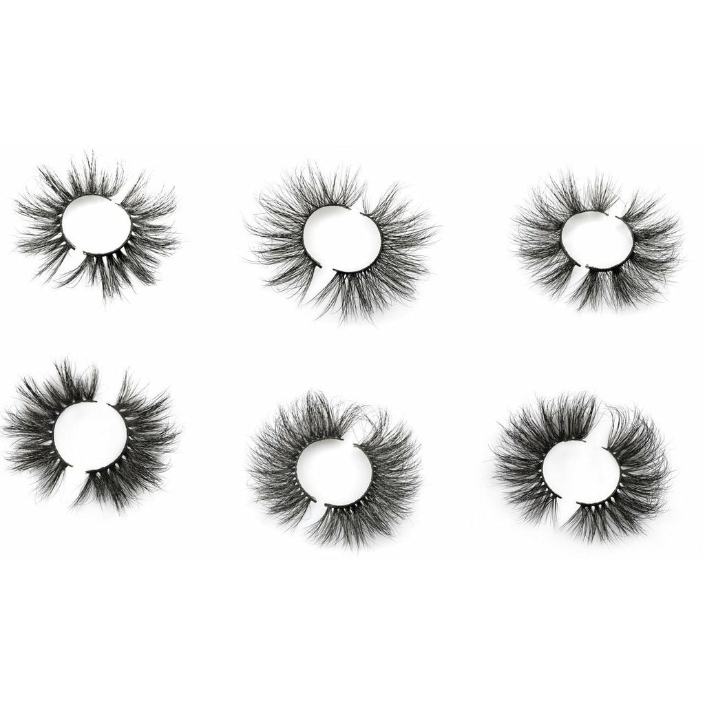 Close up of long dramatic black mink lashes for a glamorous eye makeup look