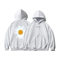 Oversized Sunflower Print Hooded Sweatshirt Winter Thicken Pullover