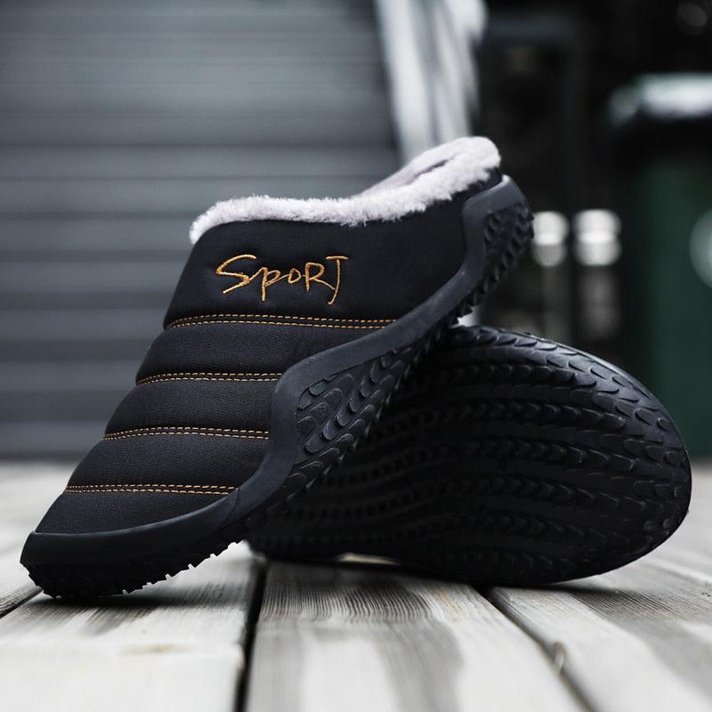 Men's Waterproof Winter House Slippers with Arch Support