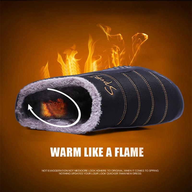 Men's Waterproof Winter House Slippers with Arch Support