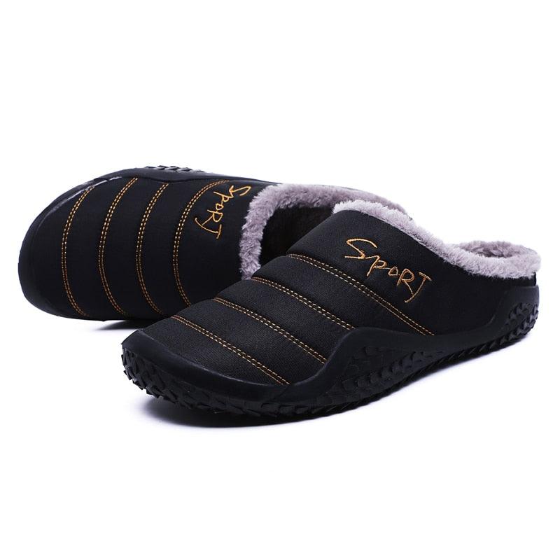 Men's Waterproof Winter House Slippers with Arch Support