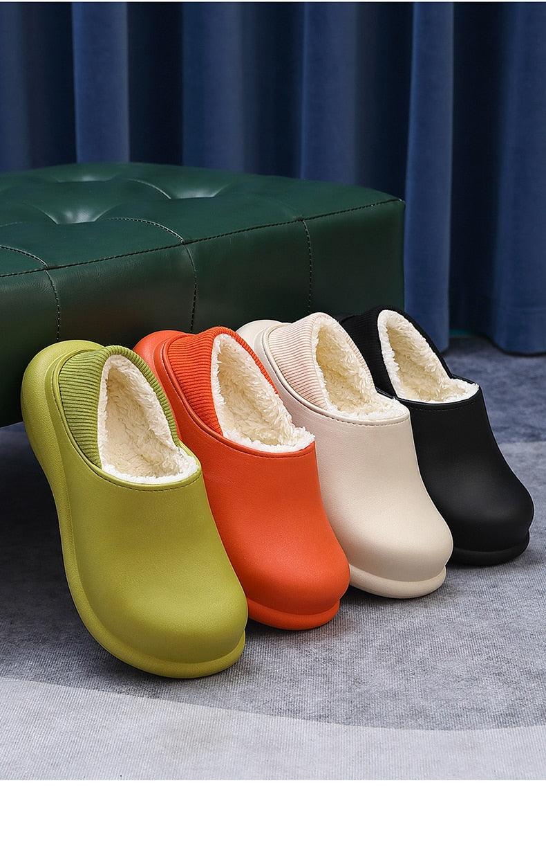 Women's 6cm Thick Sole Plush Indoor Slippers - Waterproof Clogs