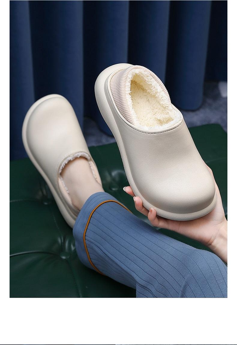 Women's 6cm Thick Sole Plush Indoor Slippers - Waterproof Clogs