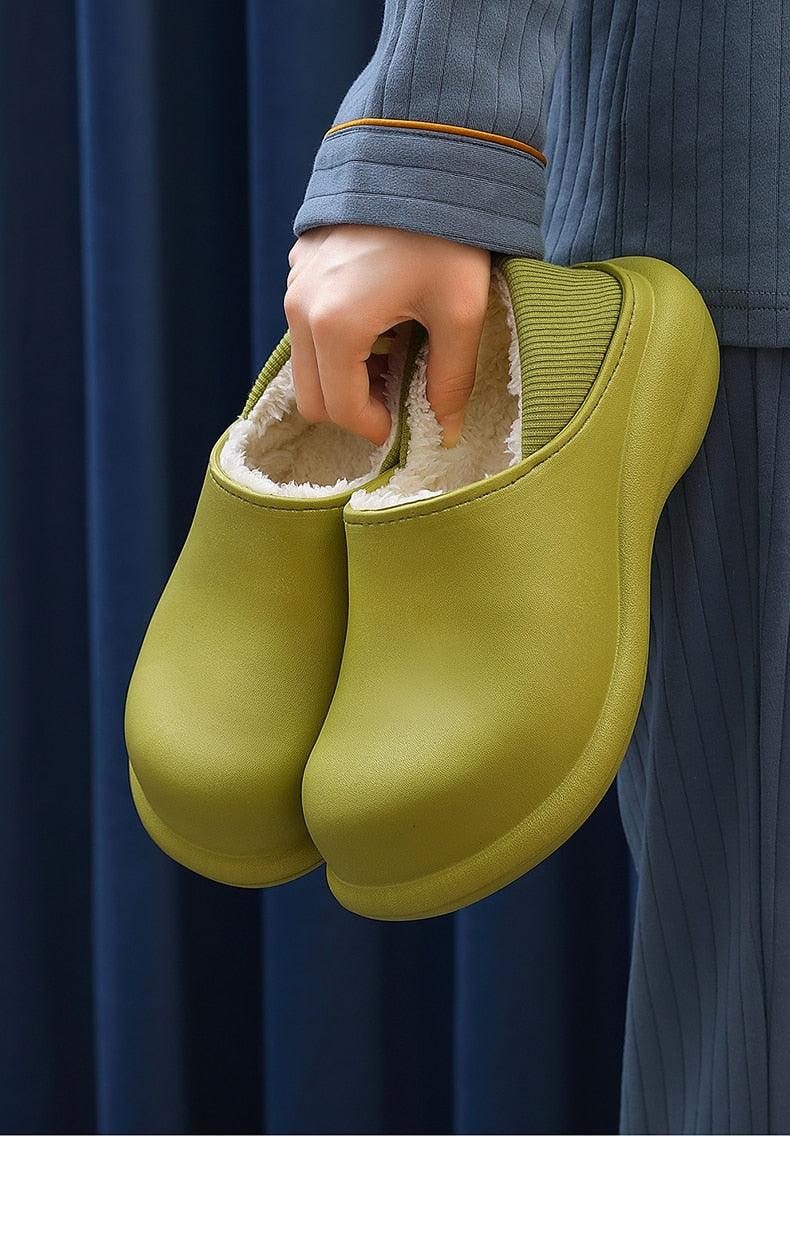 Women's 6cm Thick Sole Plush Indoor Slippers - Waterproof Clogs