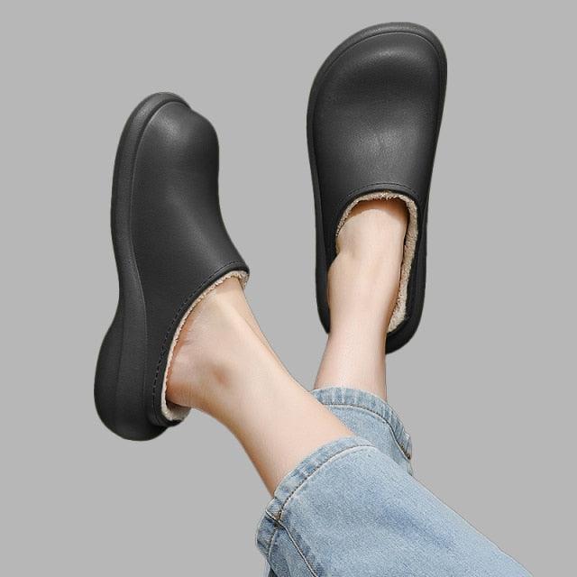 Women's 6cm Thick Sole Plush Indoor Slippers - Waterproof Clogs