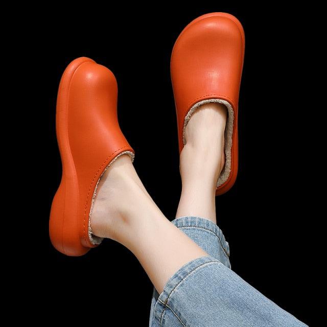 Women's 6cm Thick Sole Plush Indoor Slippers - Waterproof Clogs