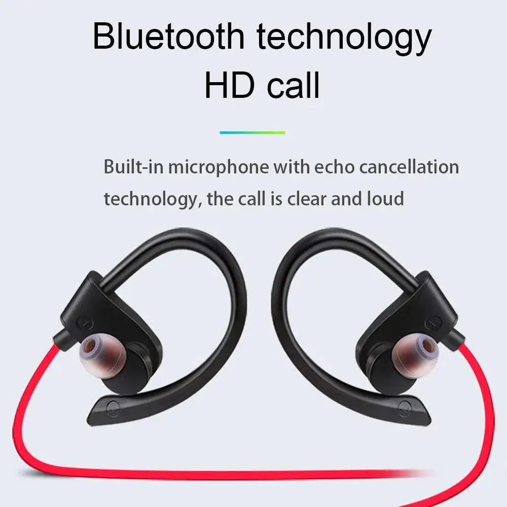 Sport Bluetooth 5.0 Wireless Earphones with Mic, Black & Red