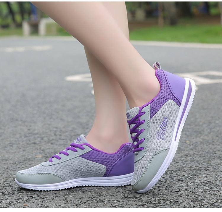 Purple Breathable Mesh Chunky Sneakers Running Gym Shoes