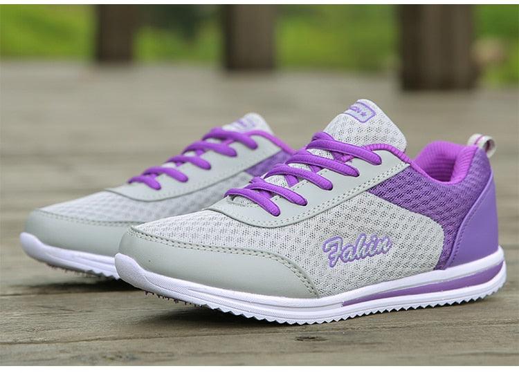 Purple Breathable Mesh Chunky Sneakers Running Gym Shoes