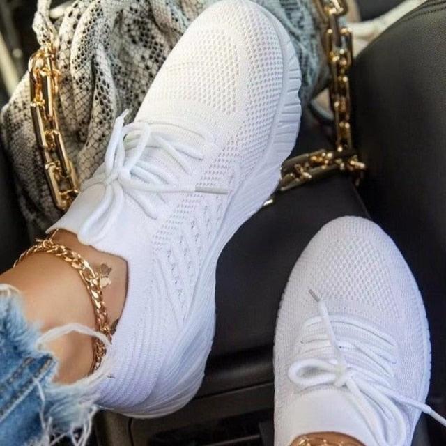 Red Platform Sneakers Lightweight Mesh Athletic Walking Shoes