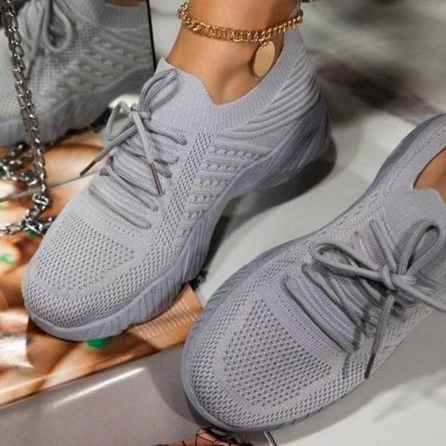 Red Platform Sneakers Lightweight Mesh Athletic Walking Shoes
