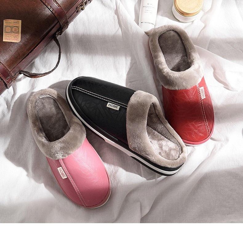 Unisex Winter Plush House Slippers with Memory Foam for Comfort
