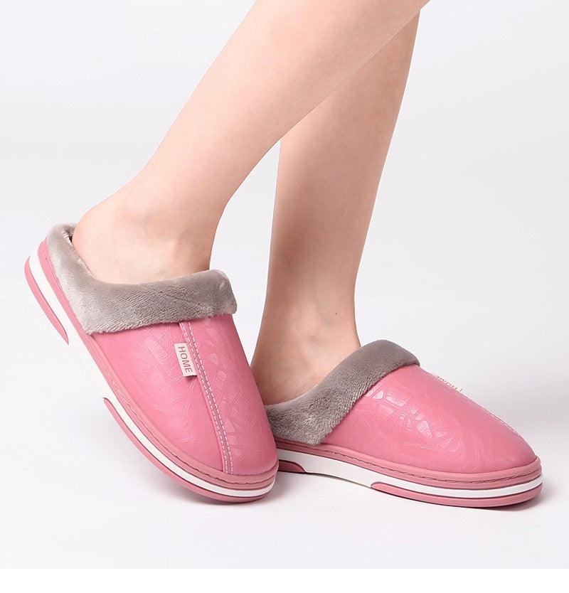 Unisex Winter Plush House Slippers with Memory Foam for Comfort