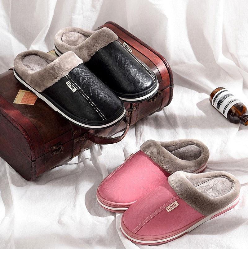 Unisex Winter Plush House Slippers with Memory Foam for Comfort