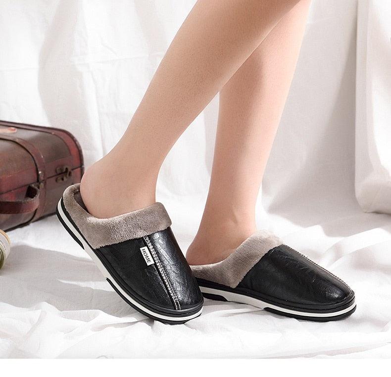 Unisex Winter Plush House Slippers with Memory Foam for Comfort