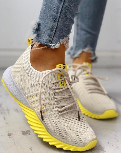 Women's Platform Mesh Slip-On Sneakers Lightweight Casual Shoes