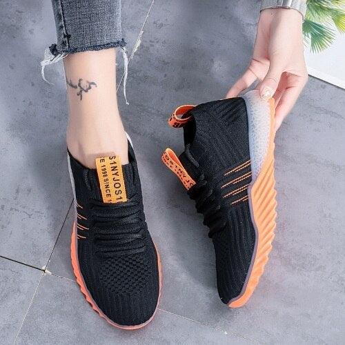 Women's Platform Mesh Slip-On Sneakers Lightweight Casual Shoes