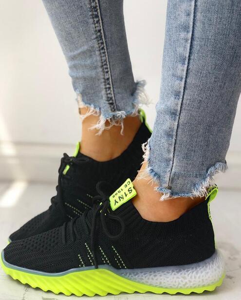 Women's Platform Mesh Slip-On Sneakers Lightweight Casual Shoes