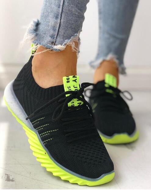 Women's Platform Mesh Slip-On Sneakers Lightweight Casual Shoes