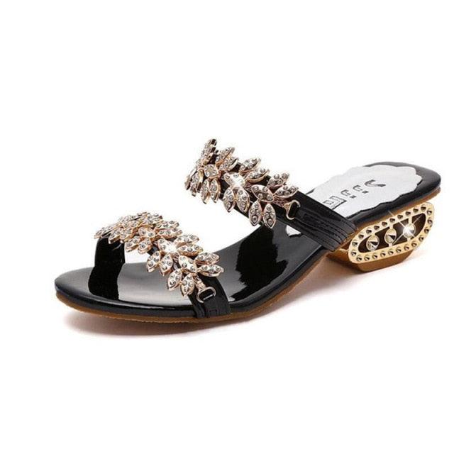Women’s Rhinestone Beach Sandals – Glamorous Resort Flip Flops