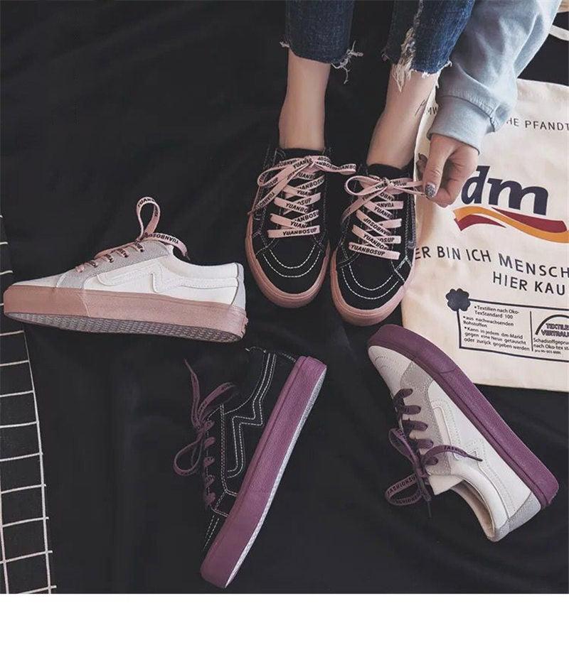 Women's Platform Vulcanized Sneakers – Casual Lace-Up Canvas Shoes