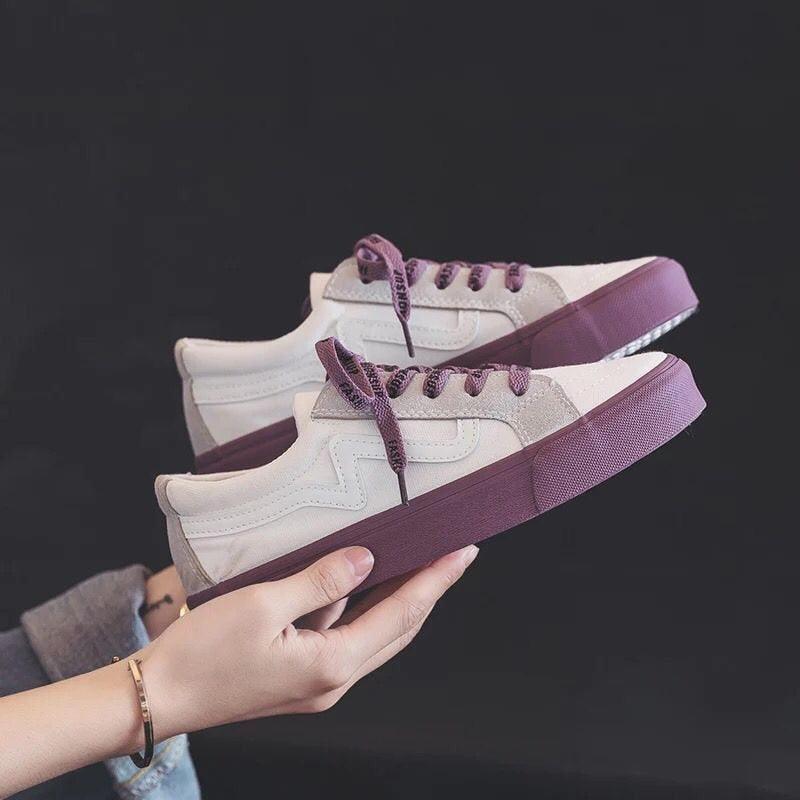 Women's Platform Vulcanized Sneakers – Casual Lace-Up Canvas Shoes