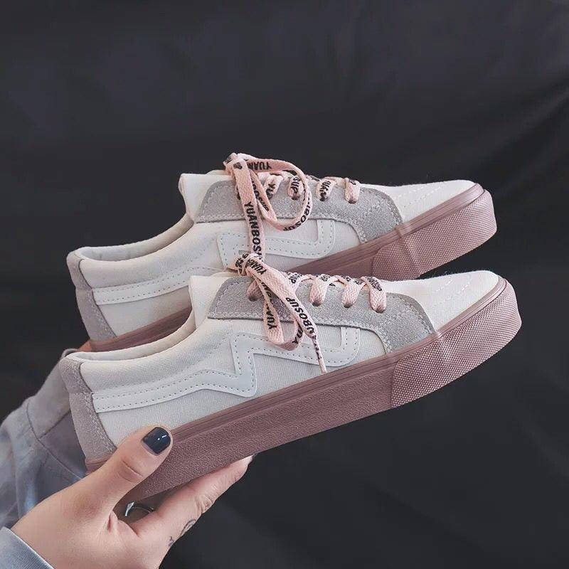 Women's Platform Vulcanized Sneakers – Casual Lace-Up Canvas Shoes
