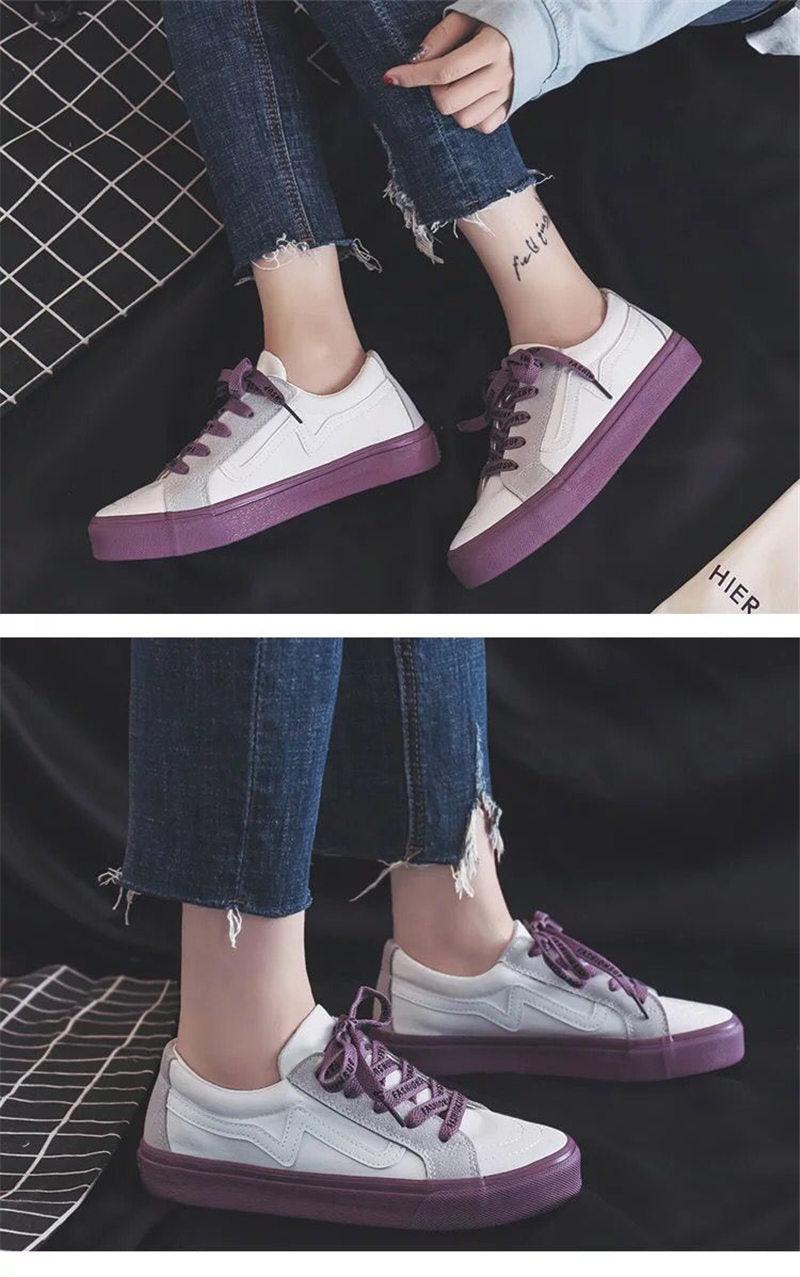 Women's Platform Vulcanized Sneakers – Casual Lace-Up Canvas Shoes