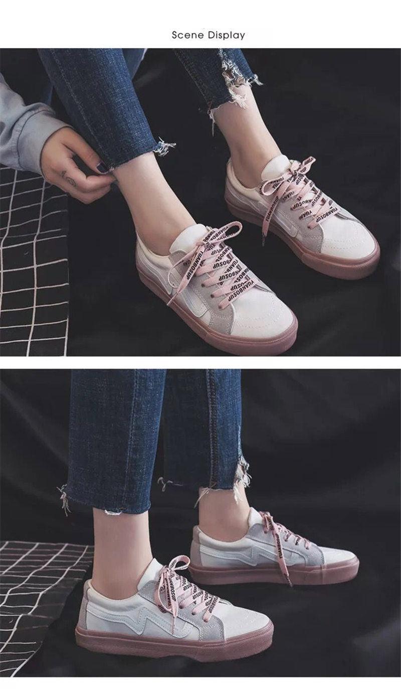 Women's Platform Vulcanized Sneakers – Casual Lace-Up Canvas Shoes