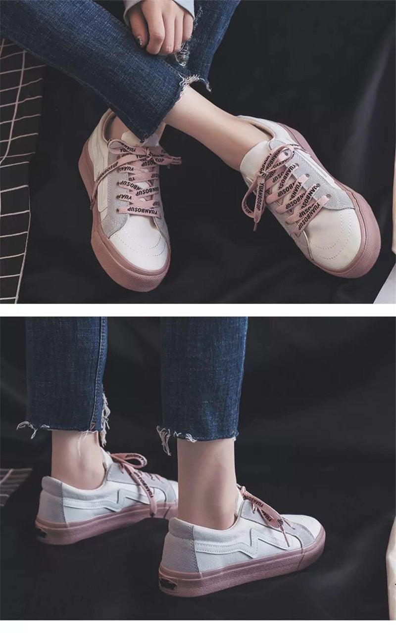 Women's Platform Vulcanized Sneakers – Casual Lace-Up Canvas Shoes