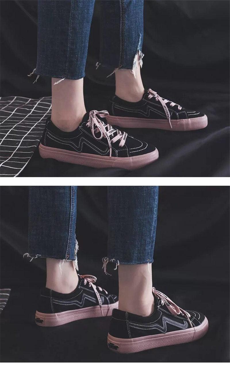 Women's Platform Vulcanized Sneakers – Casual Lace-Up Canvas Shoes