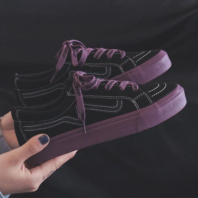 Women's Platform Vulcanized Sneakers – Casual Lace-Up Canvas Shoes