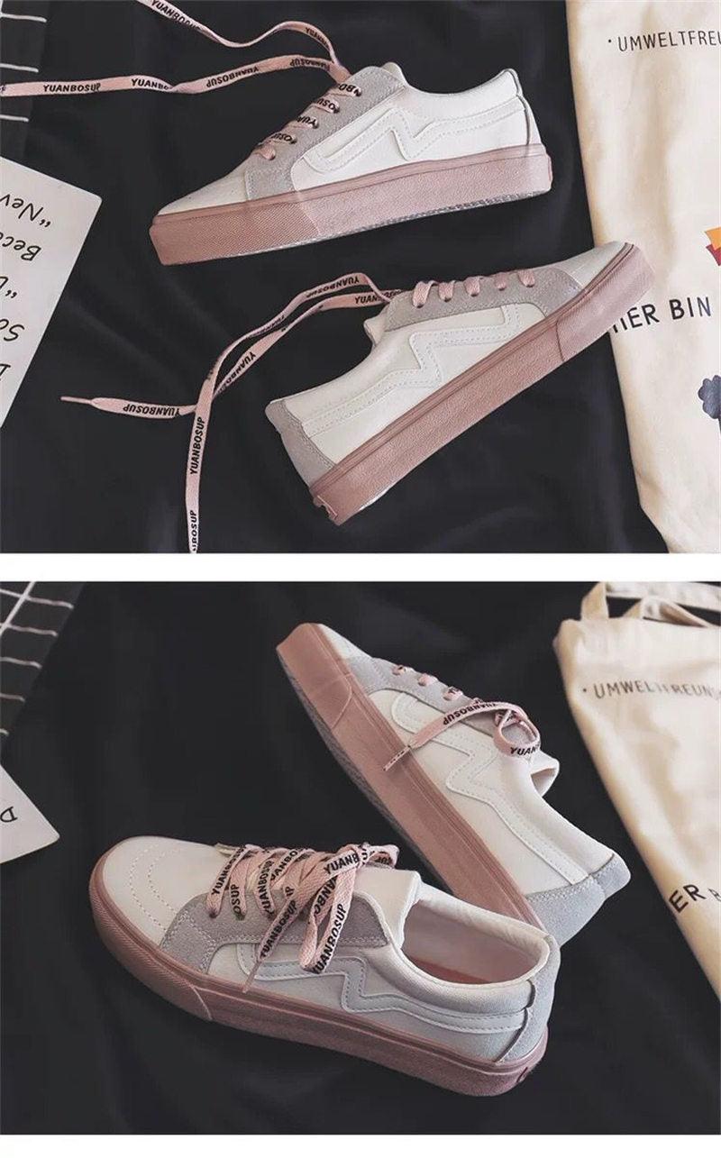 Women's Platform Vulcanized Sneakers – Casual Lace-Up Canvas Shoes