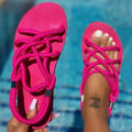 Women's Summer Linen Bow Platform Slides Casual Vacation Sandals