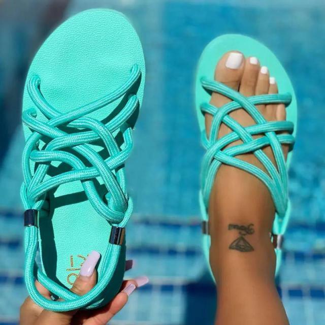 Women's Summer Linen Bow Platform Slides Casual Vacation Sandals