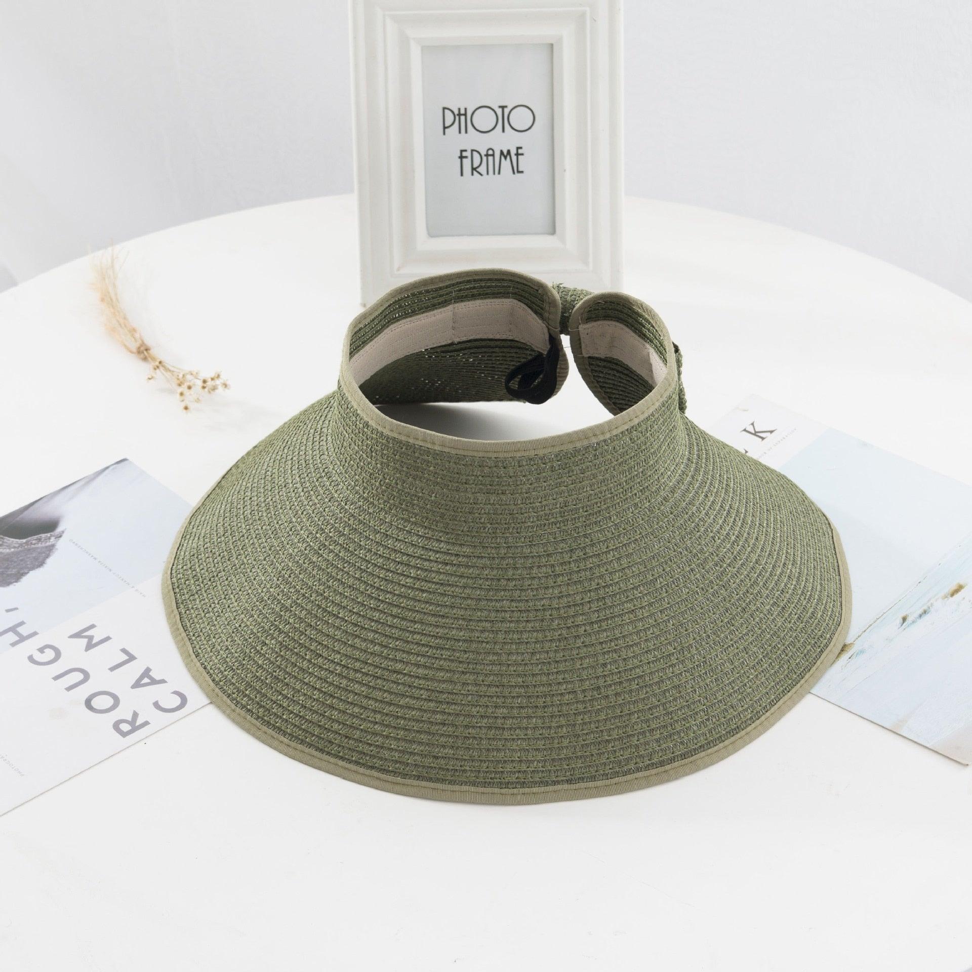 Foldable women's sun visor in multiple colors for beach and resort wear