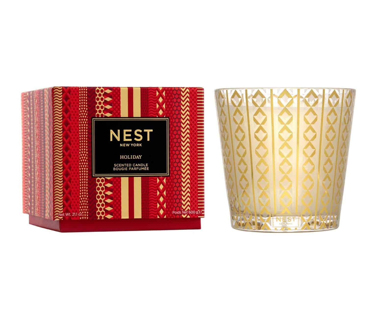 Holiday Scented Candle in Metallic Gold Glass Vessel 8.1 oz
