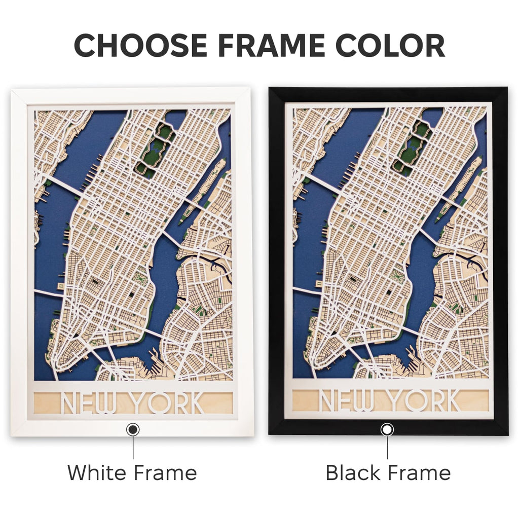 3D City Map New York Wooden Wall Art Handcrafted Skyline Decor