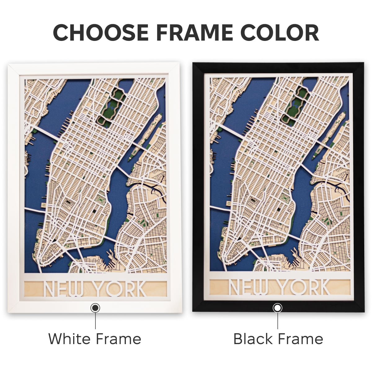 3D City Map New York Wooden Wall Art Handcrafted Skyline Decor