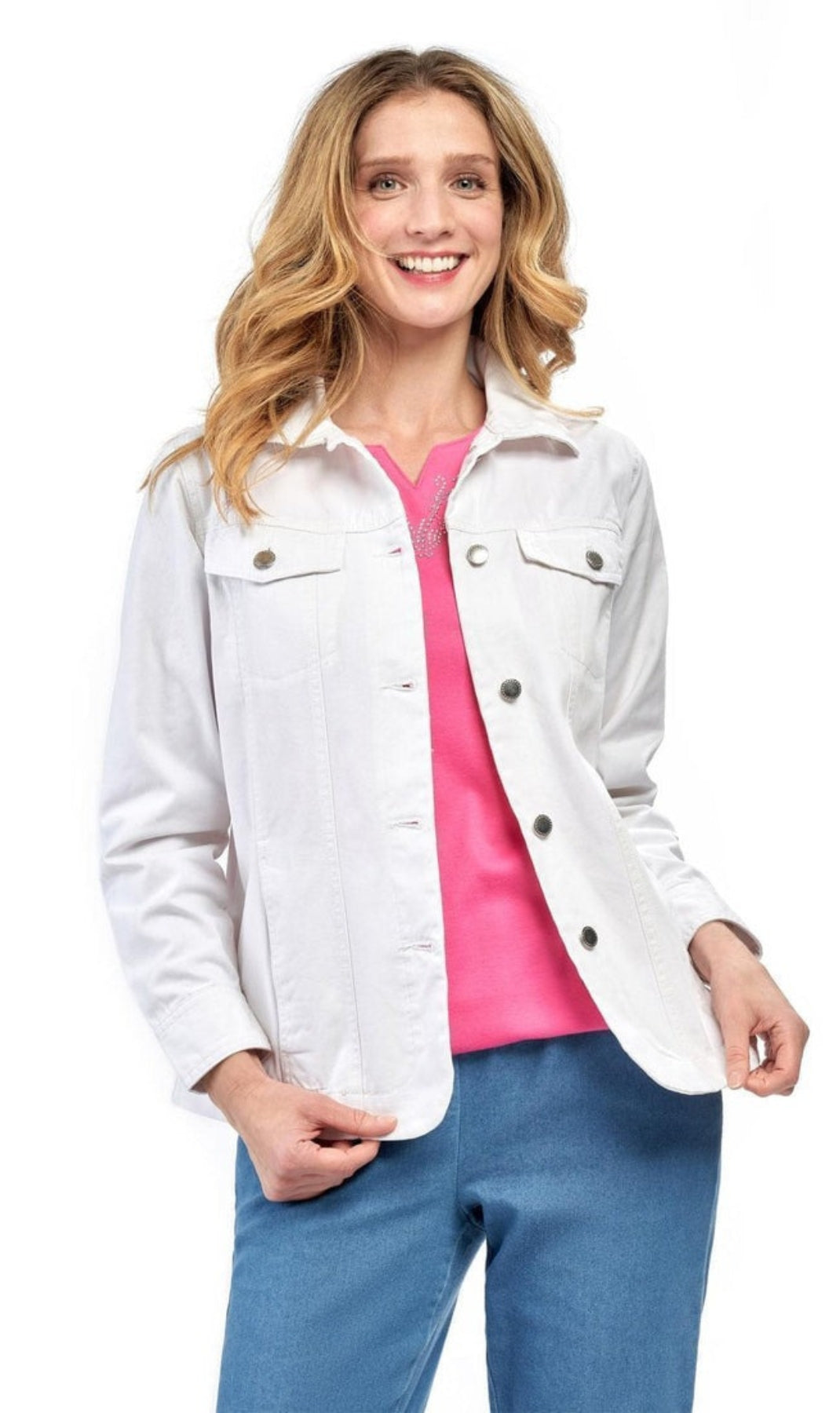Women's Brushed Twill Button Front Jacket with Patch Pockets