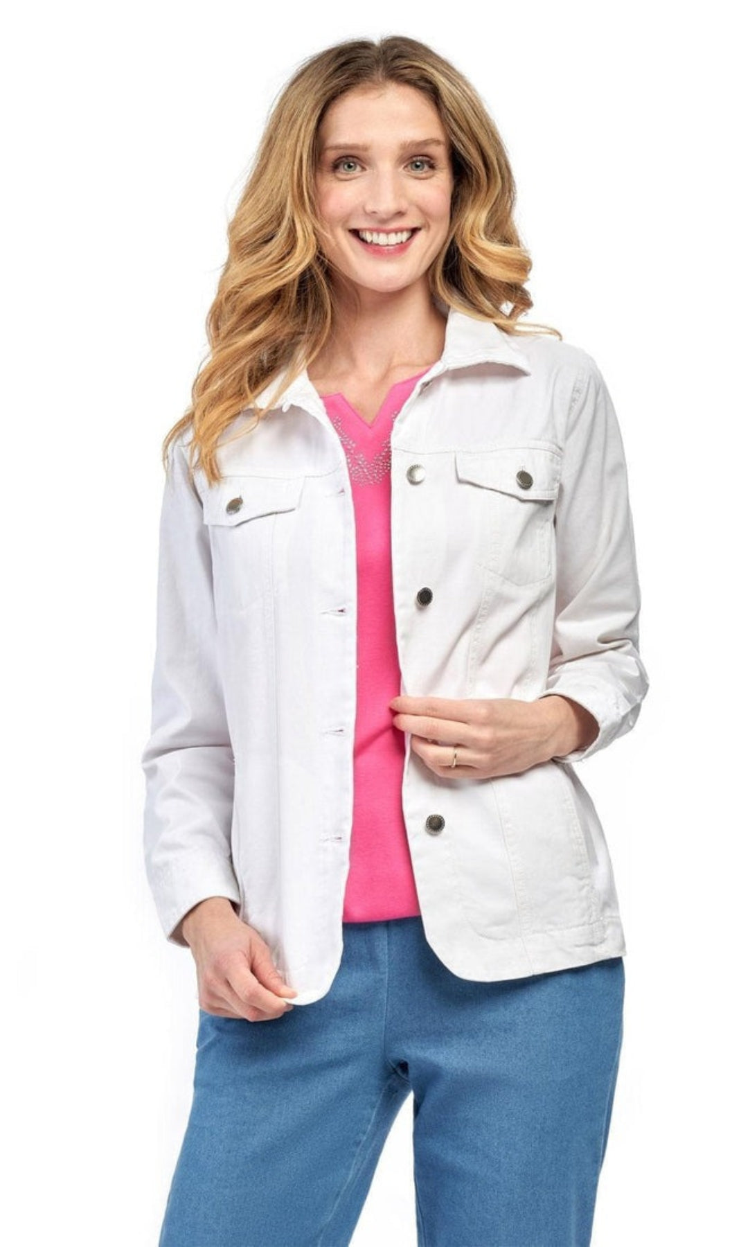 Women's Brushed Twill Button Front Jacket with Patch Pockets