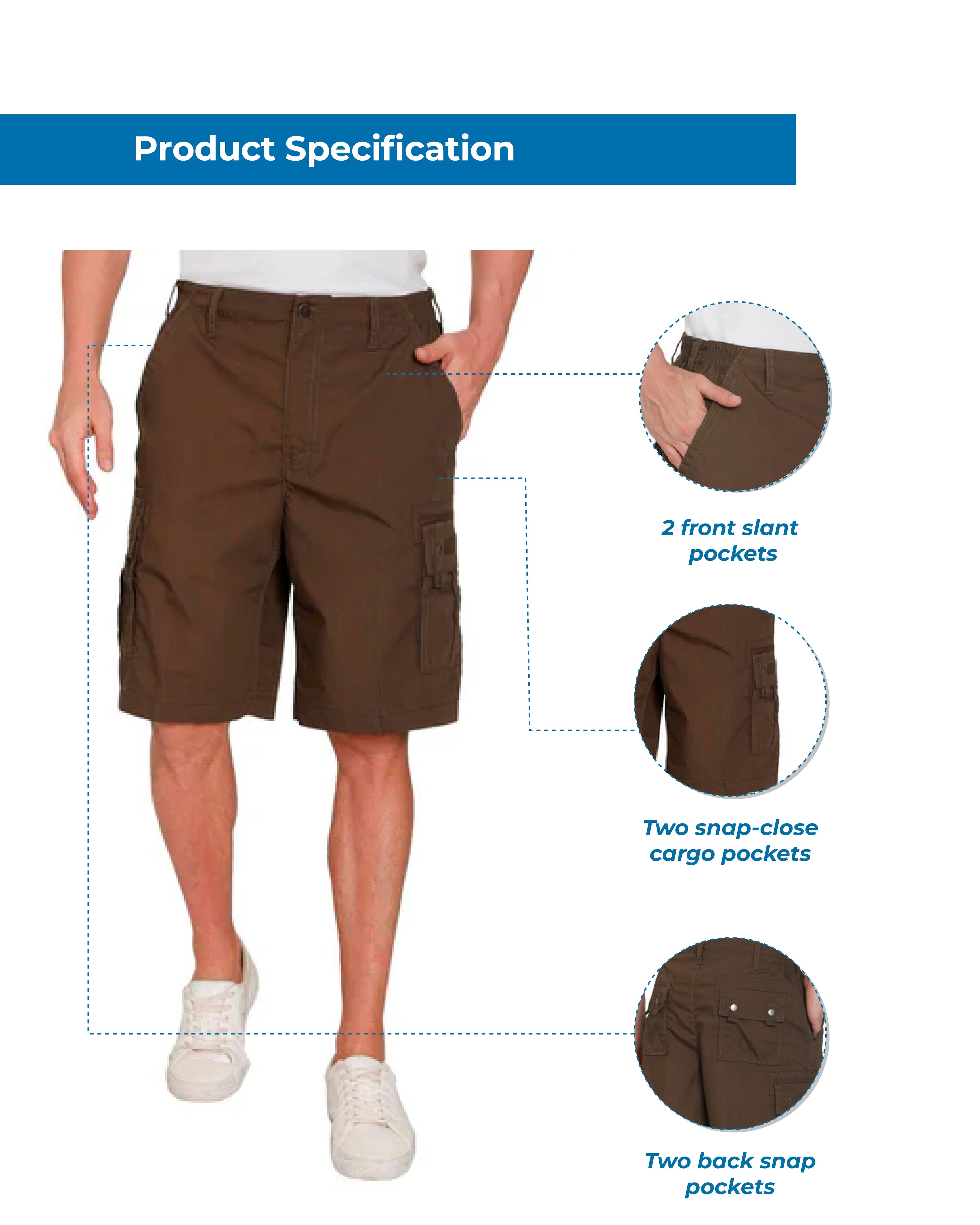 Men's Elastic Waist Cargo Shorts with Multi-Pocket Utility Design
