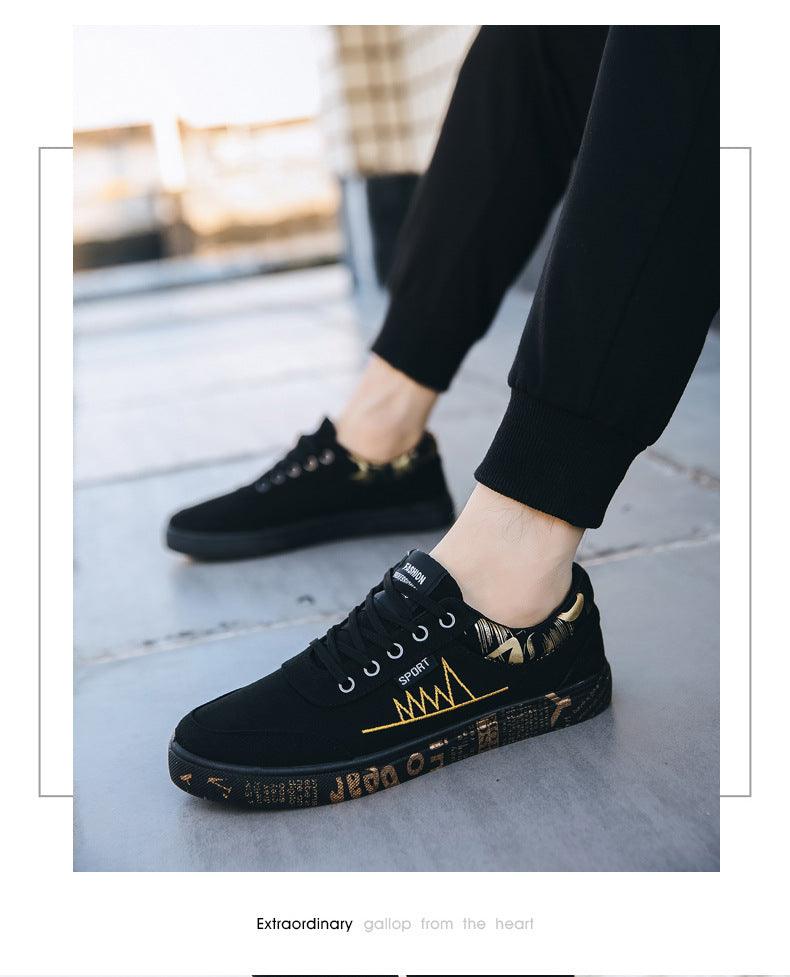 Classic Men's Breathable Canvas Sneakers - Lightweight Lace-Up Flats