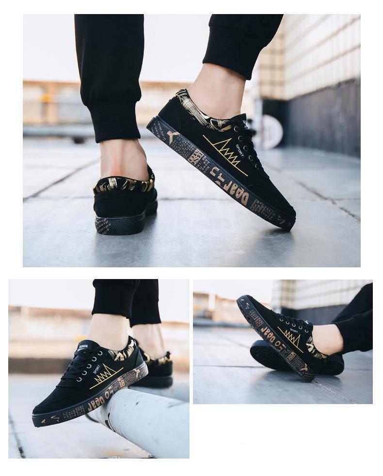 Classic Men's Breathable Canvas Sneakers - Lightweight Lace-Up Flats