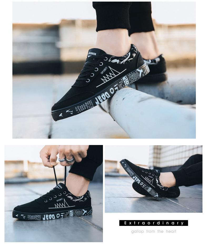 Classic Men's Breathable Canvas Sneakers - Lightweight Lace-Up Flats
