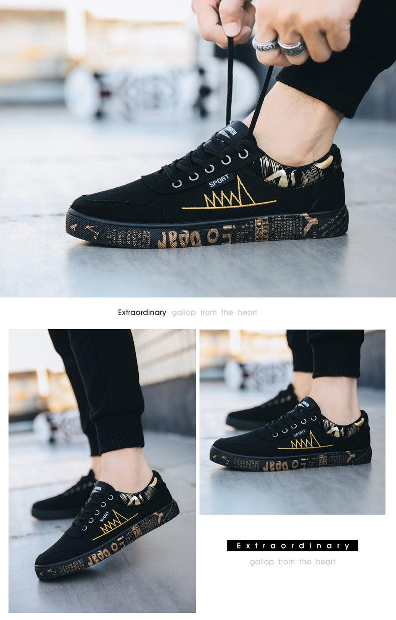 Classic Men's Breathable Canvas Sneakers - Lightweight Lace-Up Flats